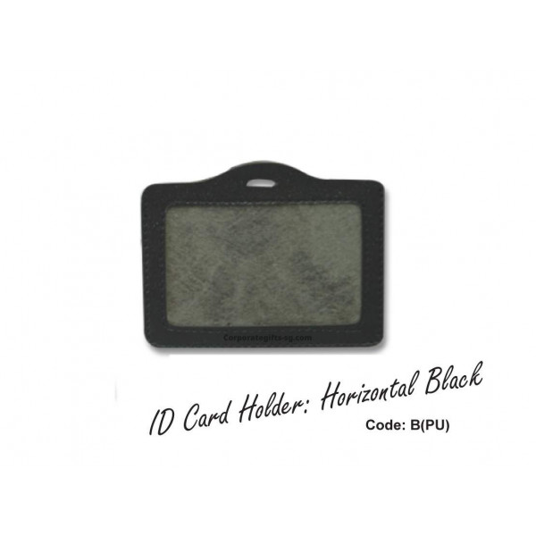 B (PU) ID Card Holder Horizontal Black